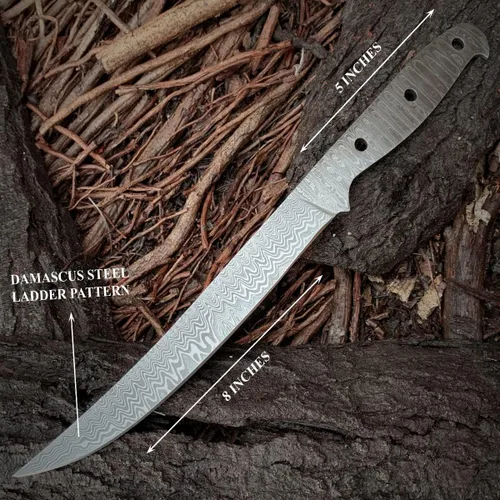 Vista 2 de PAL 2000 KNIVES Hecho a mano de acero de Damasco Construye su propio kit de cuchillo con pasadores de hoja en blanco Material de mango diferente