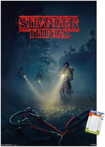 Vista 20 de Trends International Netflix Stranger Things - Póster de pared de bicicletas, 14.725 x 22.375 pulgadas, versión enmarcada de madera de granero