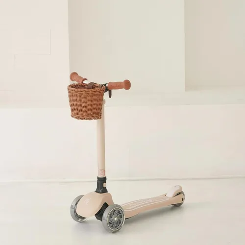 Vista 9 de MomnLittle - Patinete para niños de 3 a 10 años (beige/rosa/azul marino/blanco) de 3 ruedas con luces LED, certificado por la CPSC plegable y 4