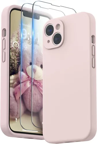 Vista 10 de SURPHY Compatible con iPhone 14 Funda con protector de pantalla (protección para la cámara y forro de microfibra suave) Funda de silicona líquida