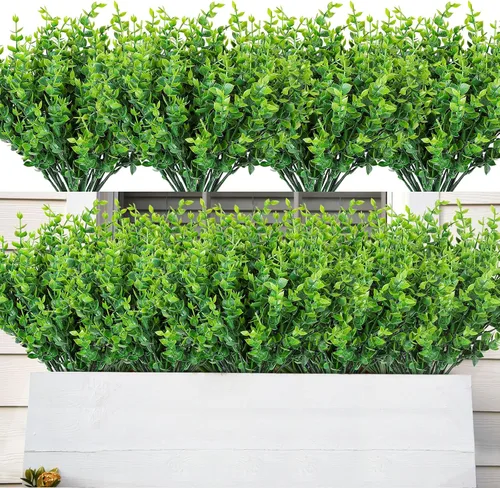 Vista 27 de AmyHomie 20 paquetes de flores artificiales para exteriores, resistentes a los rayos ultravioleta, no se decoloran, plantas de plástico, decoración