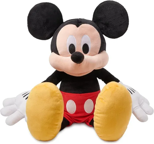 Vista 3 de Disney Store Peluche oficial de Mickey Mouse grande para niños, personaje de peluche con textura mullida y detalles bordados, cola suave, felpa