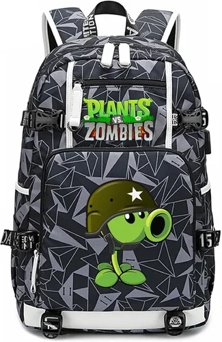 Vista 24 de ISaikoy Game Plants vs. Zombies - Mochila de hombro para libros, mochila escolar, color gris, Gris 15, Mochilas Daypack