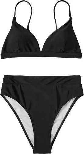 Vista 3 de SUUKSESS Conjunto de bikini de cintura alta para mujer, traje de baño de dos piezas con triángulo sexy