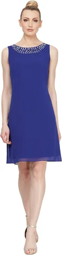 Vista 2 de S.L. Fashions Vestido de gasa con cuello y puños de cuentas para mujer