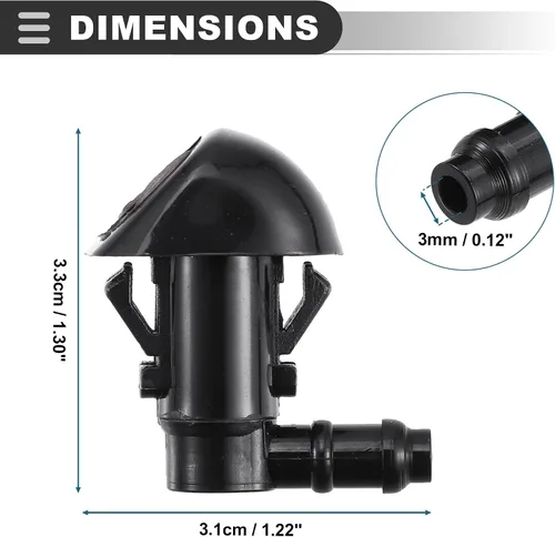 Vista 3 de Motoforti Boquilla para limpiaparabrisas delantero, para Honda Pilot 2009-2015, plástico, negro, 1 par