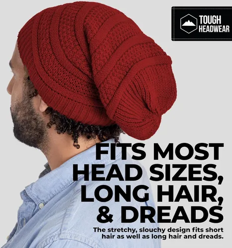 Vista 53 de Slouchy Cable tejido Gorro de lana por Tough Headwear – Gorro de lana de gran tamaño Sombreros Gorros Graves Sombreros Para Hombres y Mujeres