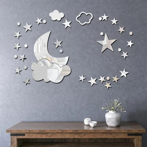 Vista 9 de Calcomanías de pared de espejo de girasol, redondas acrílicas autoadhesivas para bricolaje, decoración del hogar para sala de estar, dormitorio