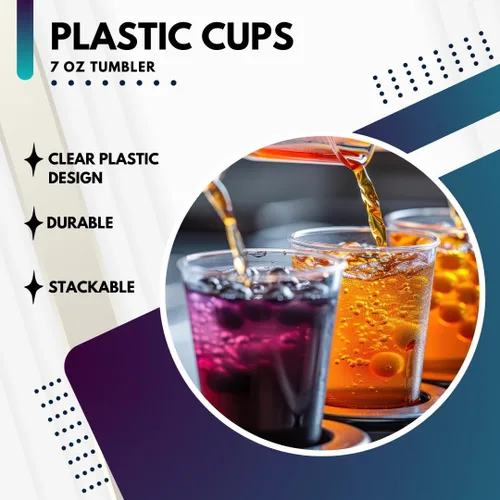 Vista 3 de Green Direct Vasos de plástico duro transparente de 7 onzas – Vasos desechables de plástico resistente para bodas, cócteles y bares – Vasos