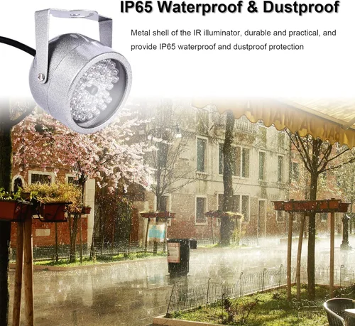 Vista 4 de ASHATA Luz infrarroja infrarroja IR de visión nocturna de 48 LED para cámara de seguridad CCTV y cámara IP, gran angular de 60°, a prueba de agua