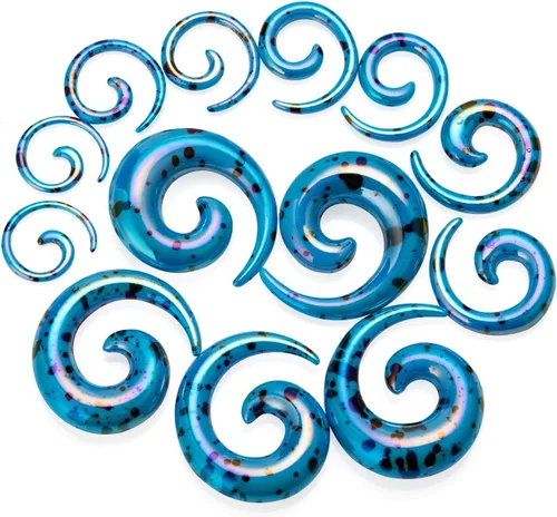 Vista 3 de JDXN - Juego de 52 piezas de medidores acrílicos en espiral para túneles y tapones 14G-00G Iniciador de extensión de oreja