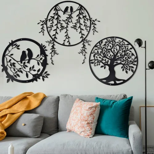 Vista 4 de Arte decorativo de pared de árbol de metal – 11.8 pulgadas, decoración decorativa de árbol de la vida, decoración de sala de estar, escultura