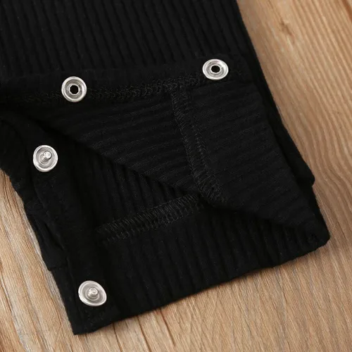 Vista 6 de Enterizo elegante para niñas recién nacidas para bebés y niñas de manga corta liso (negro, 6-9 meses)