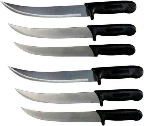 Vista 2 de Cuchillo de carnicero de 10 pulgadas - Cimiter - Hoja curvada con mango negro - Paquete de 3 - Cuchillo para romper de 10 pulgadas