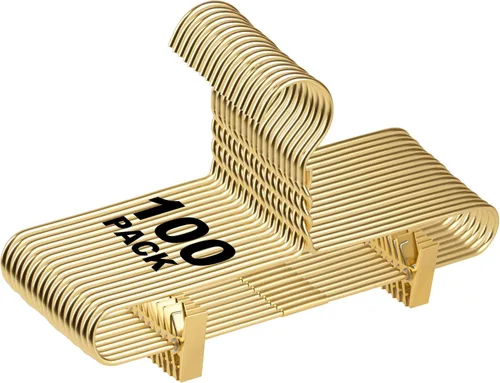 Vista 13 de Hermosas perchas de metal de aluminio dorado resistentes (paquete de 10 unidades, dorado)