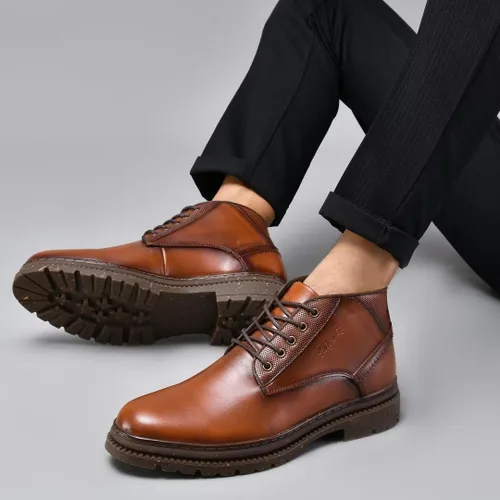 Vista 6 de Holy ark Casual Boots for Men Genuine Leather Oxford Dress Shoes