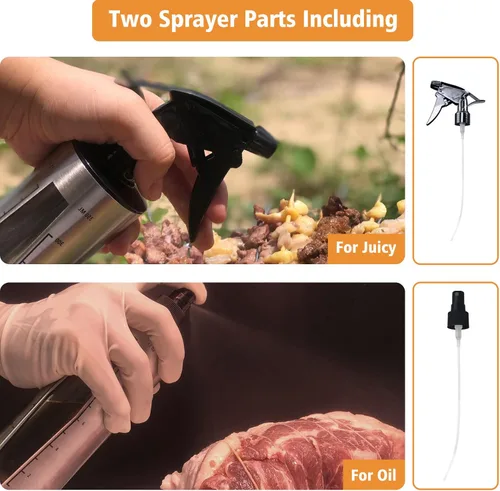 Vista 6 de Botella de spray para barbacoa e inyector de marinada para ahumado, botella pulverizadora de grado alimenticio 3 en 1 mejorada para ahumador