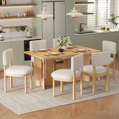 Vista 15 de JIVOIT Farmhouse 6 Piece Dining Table Set, Counter Height Table Set with 4 Chairs and a Bench, Rubber Wood Expandable Bar Table Set with Rivet Gris-3