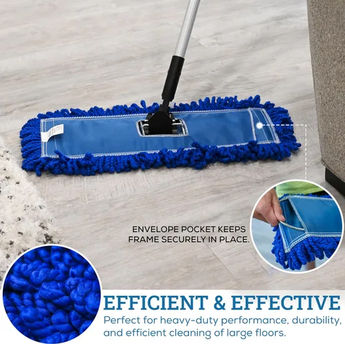 Vista 6 de KLEEN HANDLER Fregona de polvo de microfibra de 18 pulgadas, reemplazo de cabezal de fregona comercial grande lavable, barredora, suministros