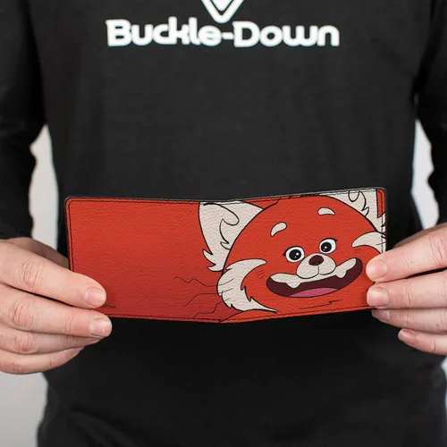 Vista 4 de Buckle-Down Cartera Bifold PU Turning Rojo Panda Rojo Con Sonriente Cara De Cerca Rojo