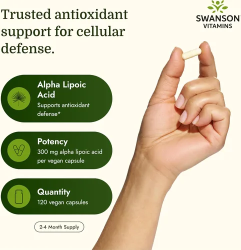 Vista 3 de Swanson Suplemento para la salud de ácido alfa lipoico 300 mg 120 cápsulas