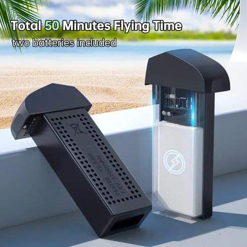 Vista 4 de Loolinn Drone GPS con cámara 4K para principiantes como regalo, menos de 8.82 oz, 50 minutos de tiempo de vuelo, dos baterías, foto 4K, video 2K