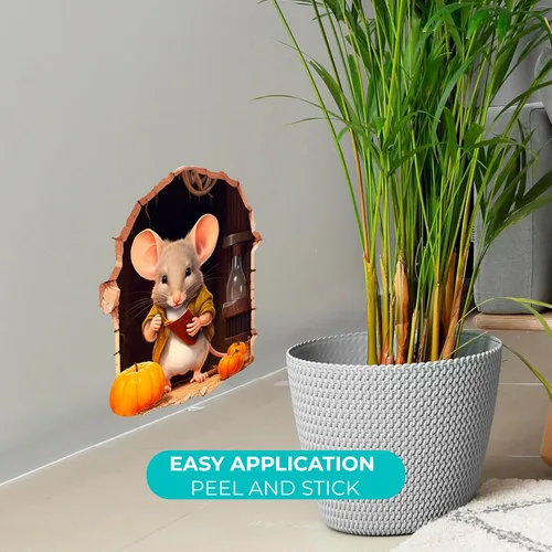 Vista 2 de EGD Lindas Calcomanías de Agujero de Ratón 3D 10x10 cm Pegatinas de Pared para Decoración de Habitación Infantil Calcomanías de Pared para Ratón