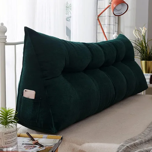 Vista 12 de Almohada triangular para cabecero, almohada de cuña de lectura, cojín de cabecero, almohada de respaldo para día, cama, litera, funda extraíble Negro