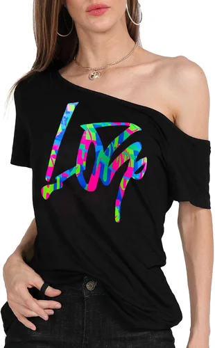 Vista 7 de MAGICMK - Camiseta casual para mujer, con estampado de labios y hombro descubierto, talla extragrande