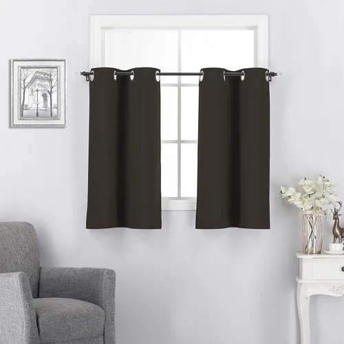 Vista 18 de Rooney Cortinas cortas negras para ventana, cortinas opacas con aislamiento con ojales, para cocina, sótano, oficina, 2 piezas, 30 x 36 pulgadas por
