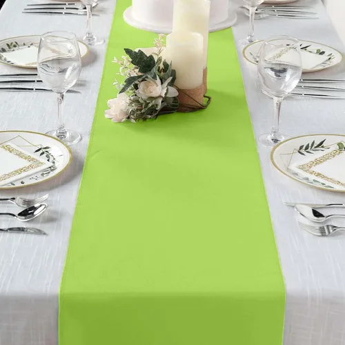 Vista 19 de Efavormart - Camino de mesa de poliéster de alta calidad azul claro para bodas, fiestas de cumpleaños, banquetes, decoración, ajuste rectangular