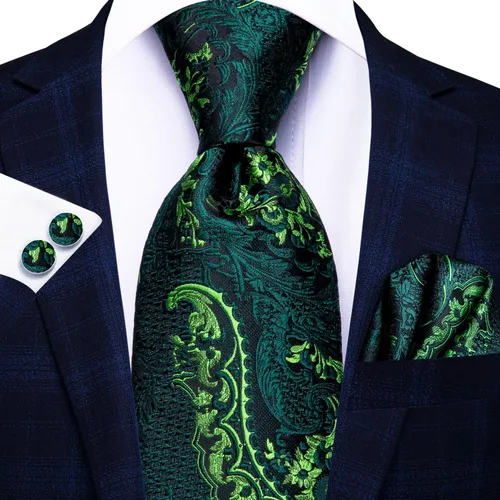 Vista 182 de Hi-Tie Corbatas de seda para hombre, diseño de cachemira a rayas, con bolsillo, gemelos cuadrados, conjunto formal de negocios