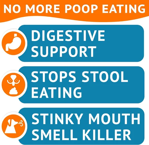 Vista 3 de Chew No Poo - Tratamiento de coprofagia para perros - Previene el consumo de caca de perro - Disuasorio natural para comer heces + ayuda