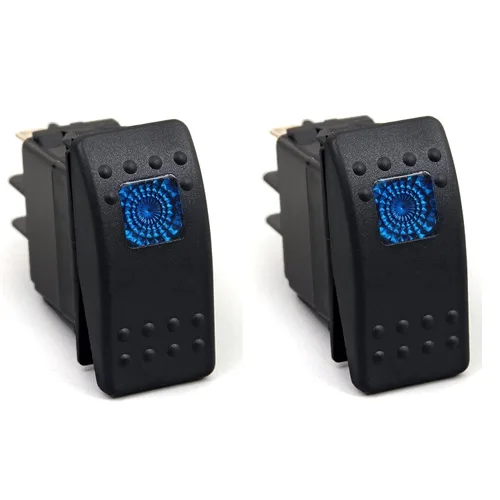 Vista 5 de Amarine Made 12v 20 Amp Interruptor LED impermeable de encendido/apagado para barco marino SPST de 3 patas con luz (azul)