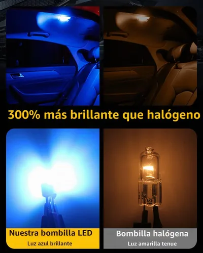 Vista 2 de YM E-Bright T10 194 - Luces LED para interior de automóvil, 168 W5W, 3030 chips 2825, bombilla LED, cúpula, mapa, puerta de maletero, luz de azul