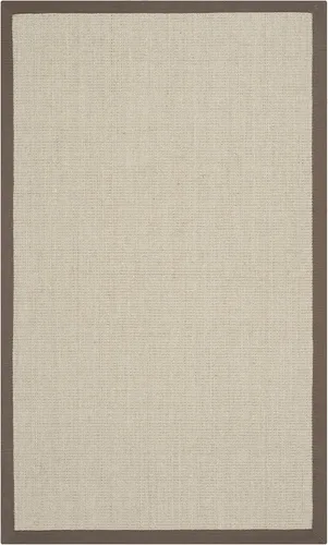 Vista 23 de Alfombra de sisal Safavieh, de color maíz y negro, tejida a mano, de la colección de fibras naturales; 5 x 8 pulgadas, NF441A, Tela, Gris / Gris