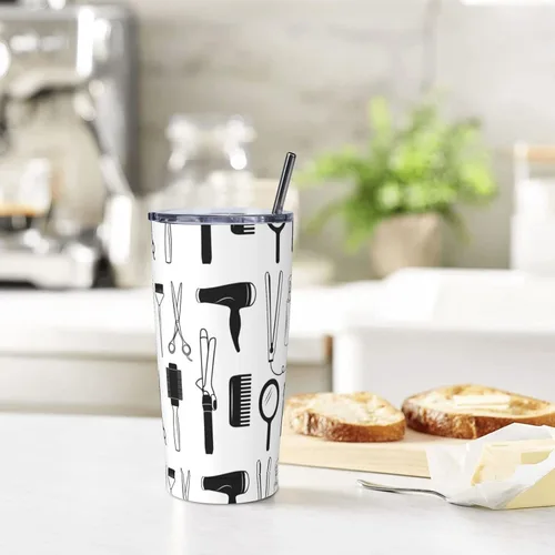 Vista 6 de NVJUI JUFOPL Hairstylist - Vaso de 20 onzas con tapa, regalos divertidos para peluquería, regalos para estilistas para hombres y mujeres, taza