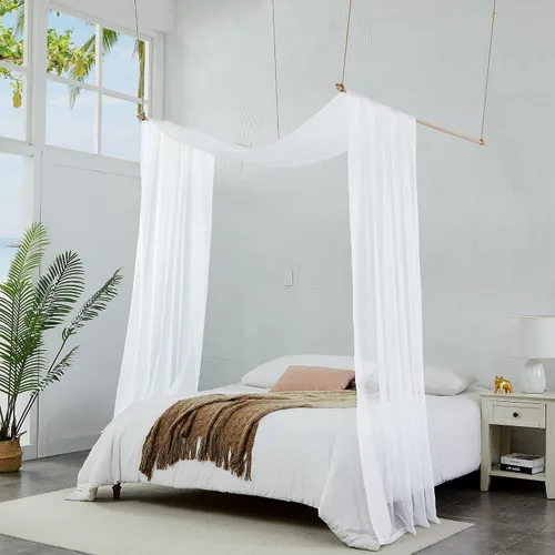 Vista 27 de Warm Home Designs Cortinas de Dosel de Cama Beige de 55 x 144 Pulgadas. Nuestras Cortinas de Cama con Dosel Individual Funcionan Muy Bien como Dosel