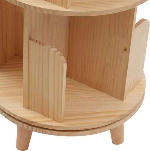 Vista 9 de Estantería giratoria, estantería esquinera independiente de 360 grados para espacios pequeños, estante de almacenamiento de madera maciza 1-Tier