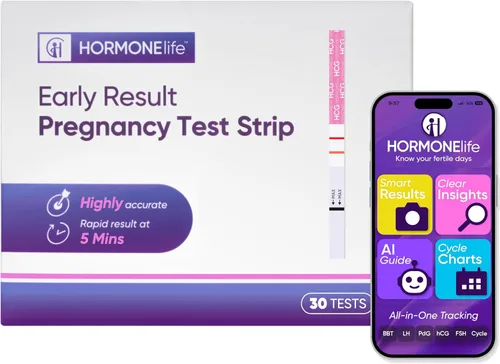 Vista 8 de HORMONElife Tiras de prueba de embarazo HCG de resultados tempranos – Pruebas de HCG para mujeres, detectar el embarazo antes del período perdido