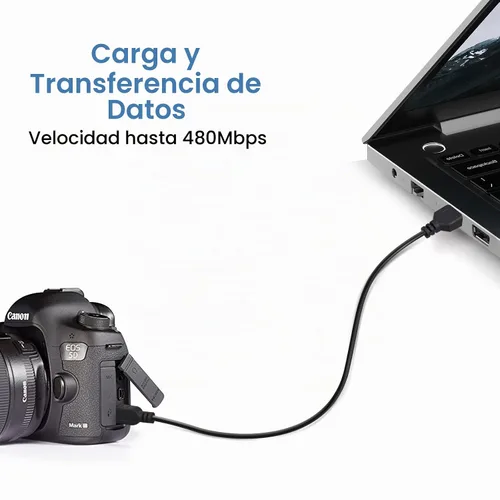 Vista 3 de Smays Paquete de 2 cables mini USB de 1 pie, cable de carga corto USB 2.0 a Mini 5 pines B