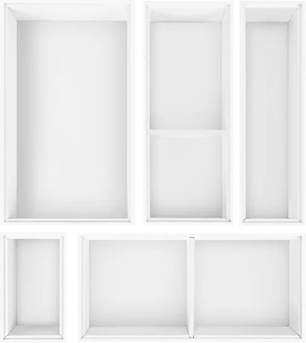 Vista 9 de Organizador de cajones de bambú, 5 bandejas de cubiertos negros y organizadores de escritorio y almacenamiento, divisor de gabinete con organización