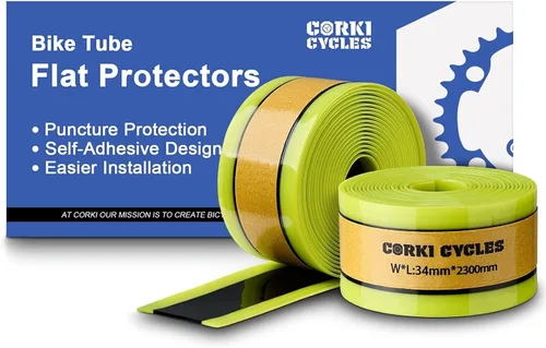 Vista 12 de Corki Cycles - Protectores planos para tubo de bicicleta y revestimientos de neumáticos autoadhesivos, se adapta a bicicletas de carretera