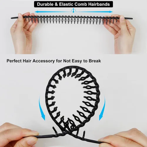 Vista 5 de AKTVSHOW Diademas de plástico antideslizantes para mujeres, 9 piezas de diadema fina con dientes, bandas para el cabello sin esfuerzo para mujeres