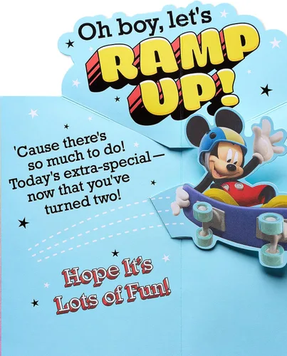 Vista 3 de American Greetings Disney Mickey Mouse - Tarjeta emergente de segundo cumpleaños para niño pequeño (Hope It's Lots of Fun)