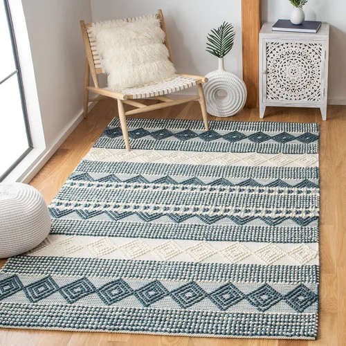 Vista 13 de SAFAVIEH Natura Collection - Alfombra decorativa de 2 x 3 pies, color beige y marfil, hecha a mano de lana tribal marroquí y algodón, ideal