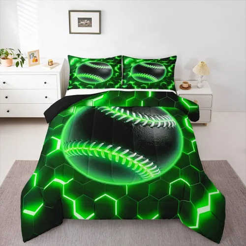 Vista 26 de Erosebridal Juego de edredón de béisbol tamaño individual, juegos de ropa de cama deportiva para niños, edredones y juegos de ropa de cama de nido