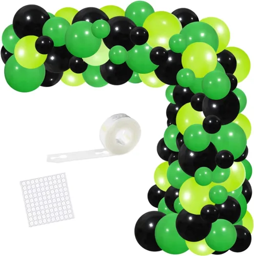 Vista 9 de Kit de guirnalda de globos de color verde oscuro, amarillo y blanco, 117 globos de tractor verde lima, amarillo y blanco, fiesta de cumpleaños