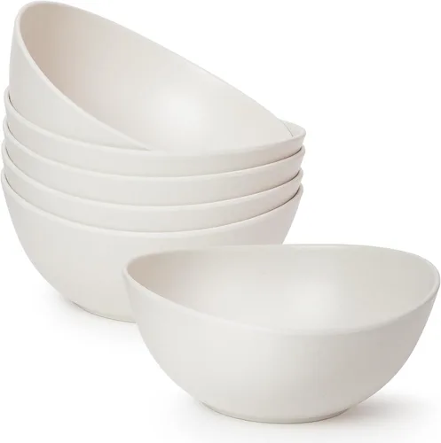 Vista 8 de Juego de 6 lazos de fibra de bambú de 6.2 pulgadas, cuencos de sopa de 24 onzas para servir ensalada, aperitivos, guarniciones, cuencos modernos