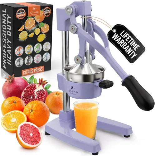 Vista 34 de Zulay Kitchen Exprimidor de hierro fundido, exprimidor manual resistente con coladores desmontables para una fácil limpieza, prensa de jugo